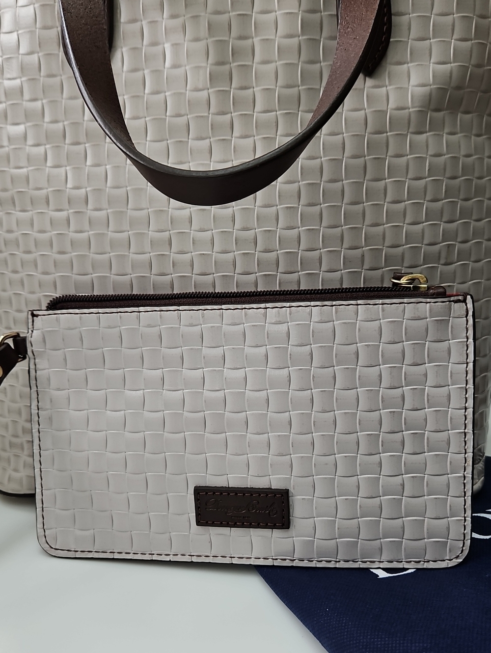🪸 SUMMER SALE Dooney & Bourke Oyster White Woven Liliana Satchel/Matching Purse - Picture 5 of 16
